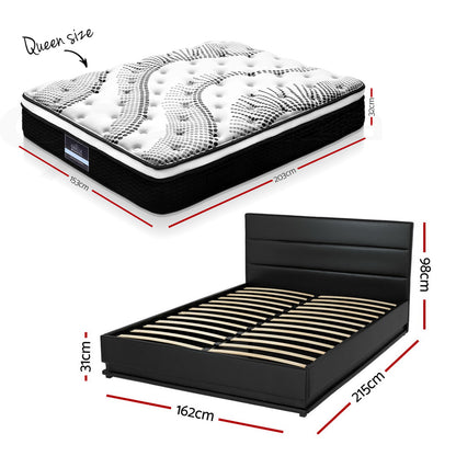 Artiss RGB LED Queen Bed Frame with 32cm Giselle Mattress Set - Image 2