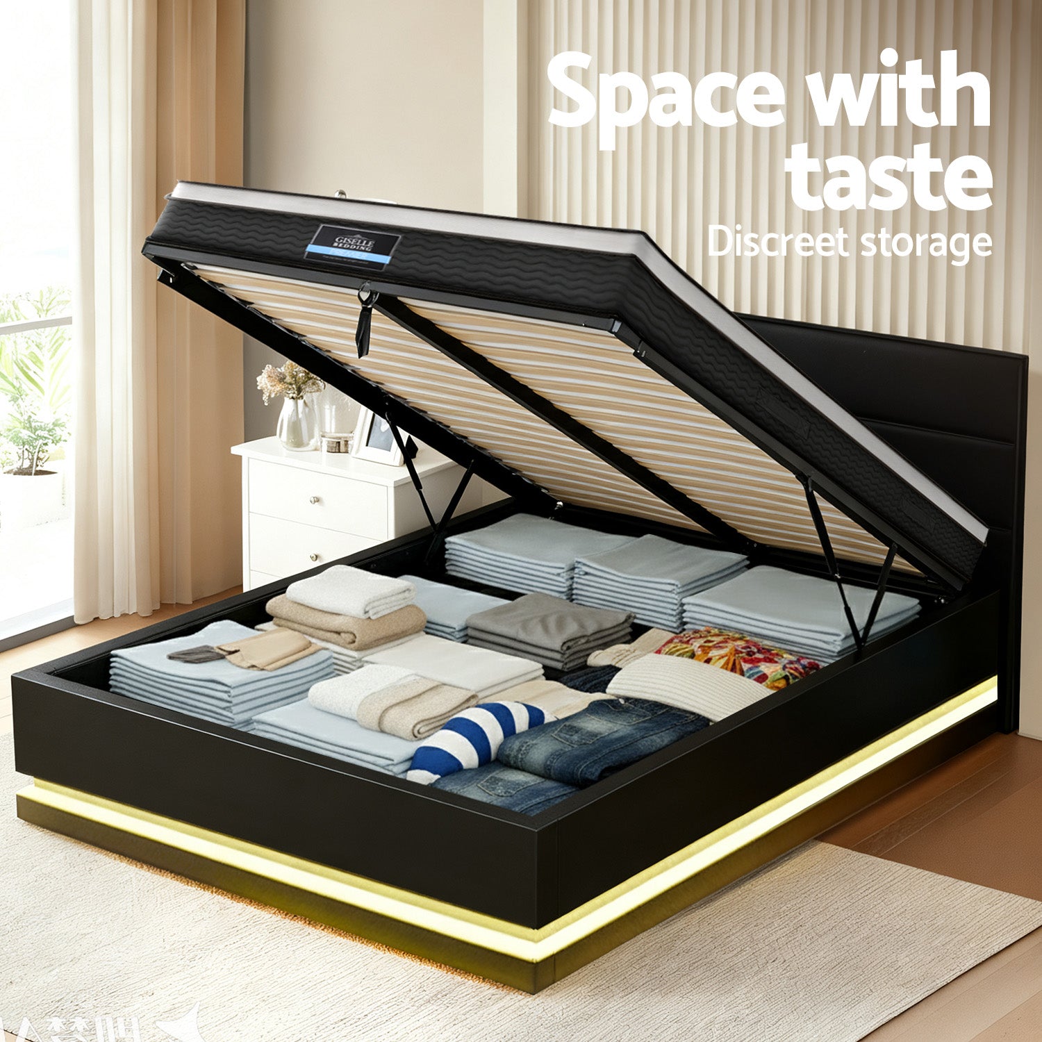Artiss RGB LED Queen Bed Frame with 32cm Giselle Mattress Set - Image 6
