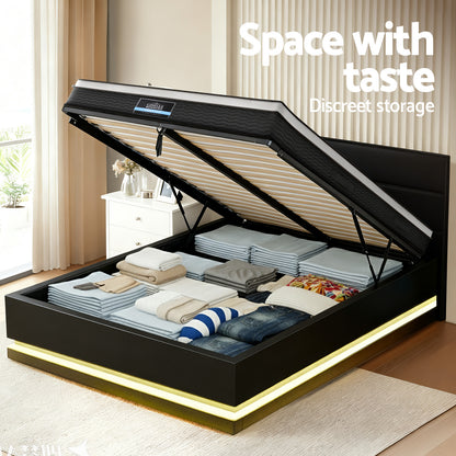 Artiss RGB LED Queen Bed Frame with 32cm Giselle Mattress Set - Image 6