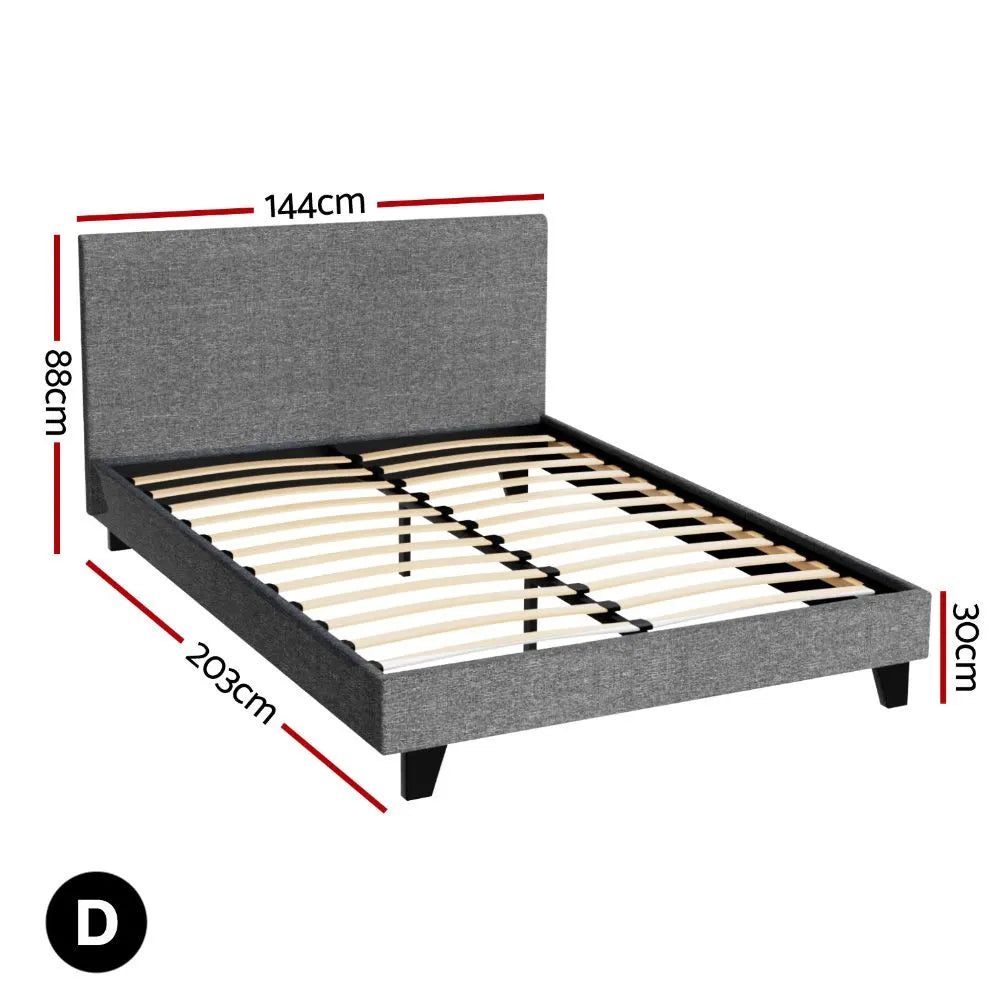 Artiss Bed Frame Double Size Grey NEO - Image 3