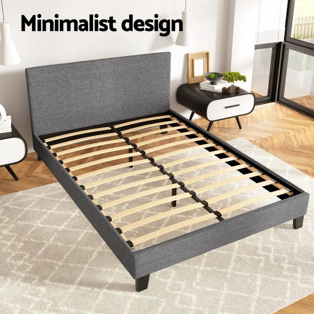 Artiss Bed Frame Double Size Grey NEO - Image 5