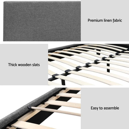 Artiss Bed Frame Double Size Grey NEO - Image 7