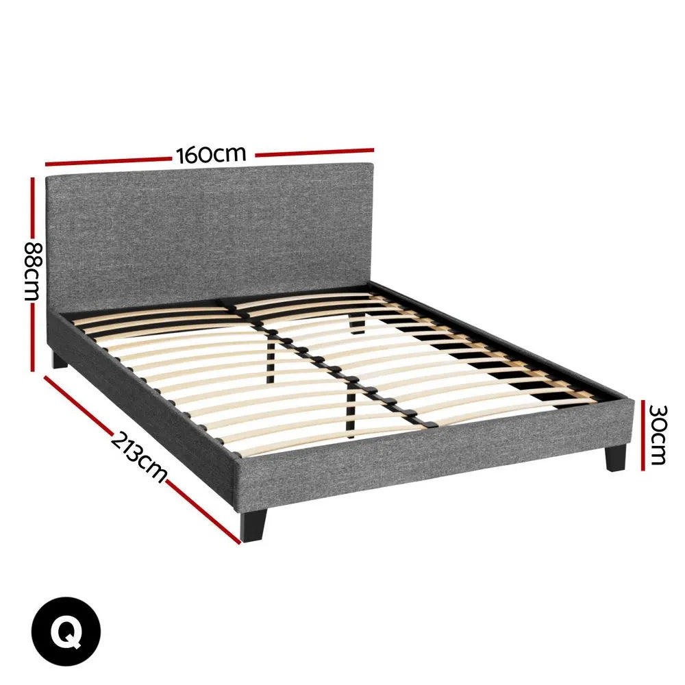 Artiss Bed Frame Queen Size Grey NEO - Image 3