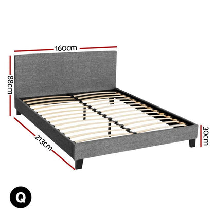 Artiss Bed Frame Queen Size Grey NEO - Image 3