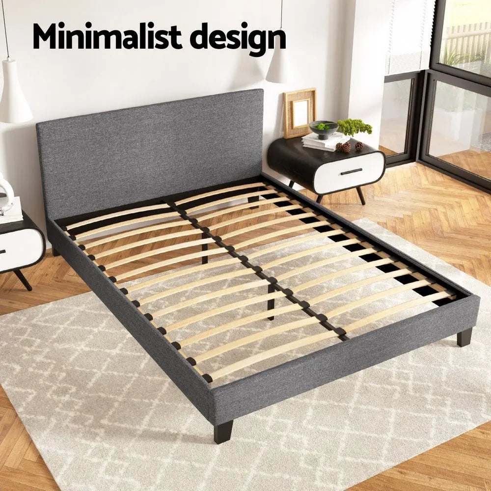 Artiss Bed Frame Queen Size Grey NEO - Image 5