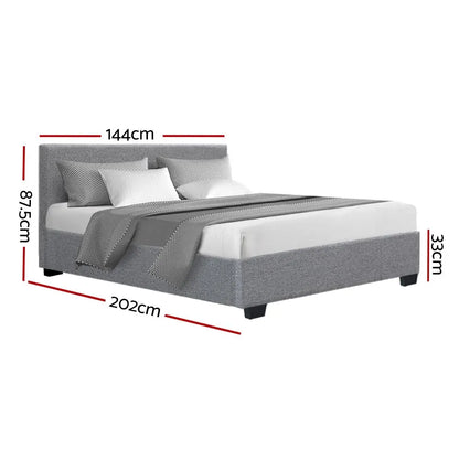 Artiss Bed Frame Double Size Gas Lift Grey NINO - Image 3