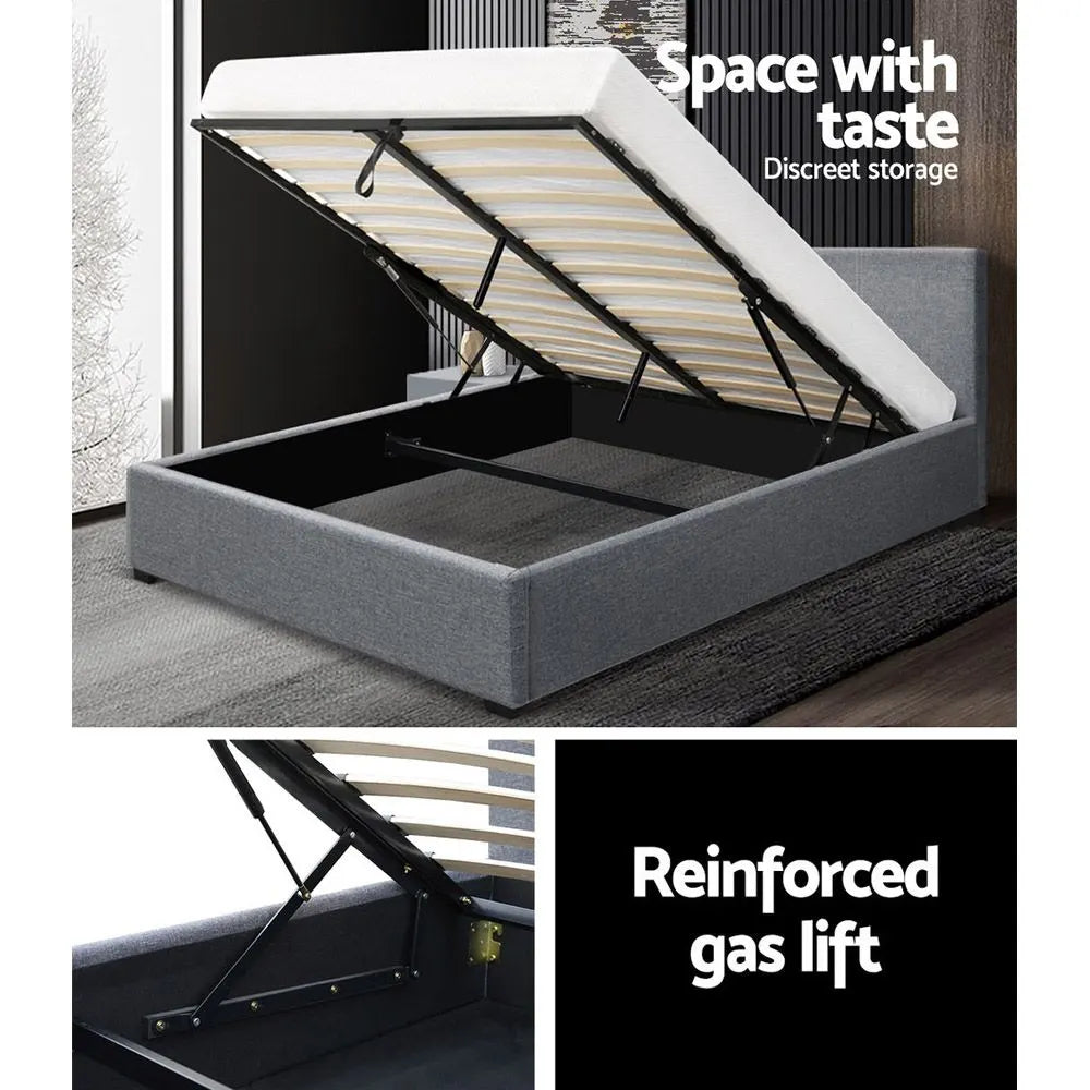 Artiss Bed Frame Double Size Gas Lift Grey NINO - Image 6