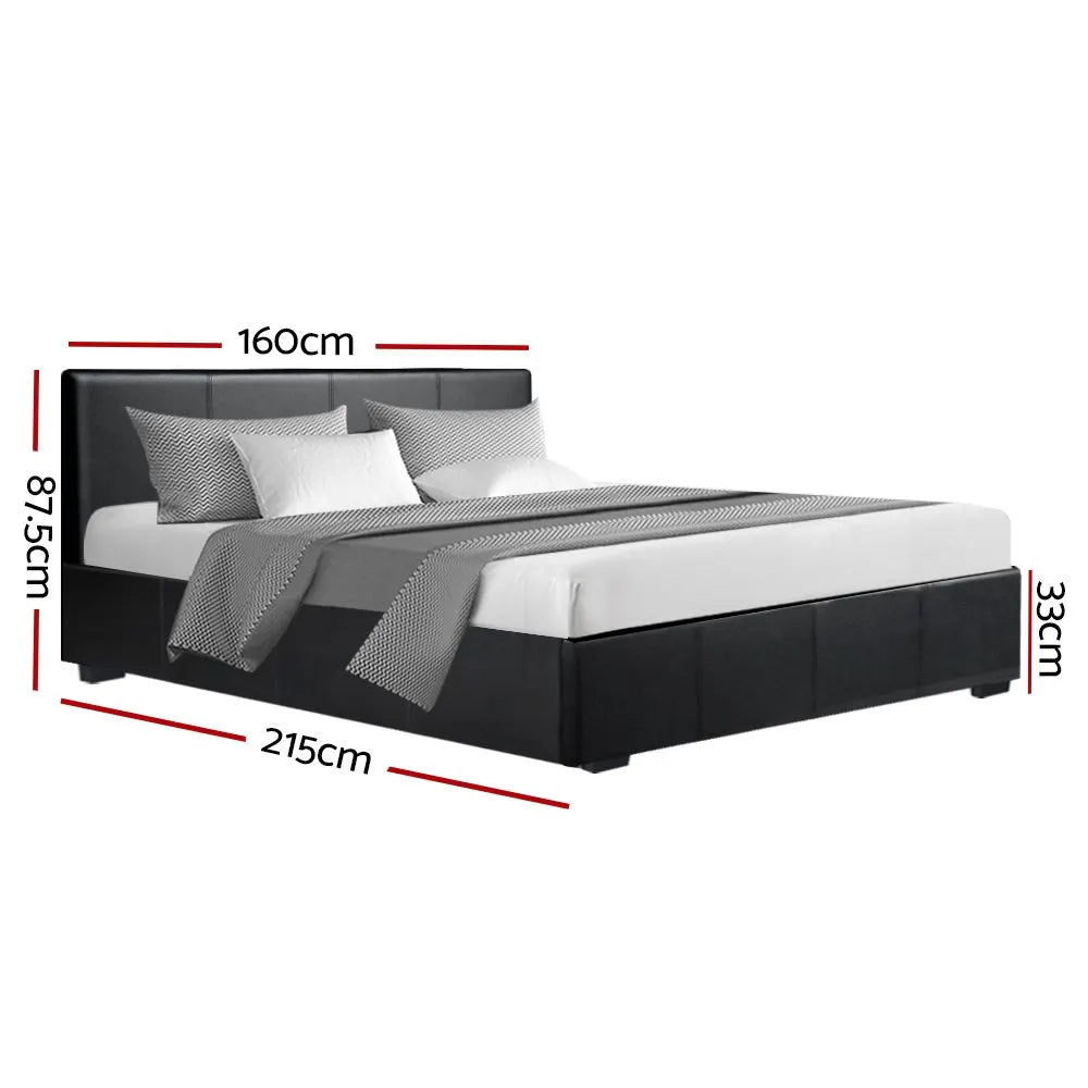 Artiss Bed Frame Queen Size Gas Lift Black NINO - Image 3