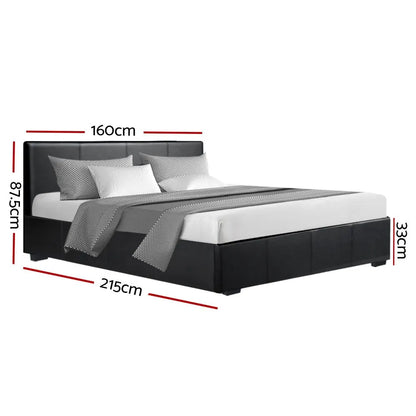 Artiss Bed Frame Queen Size Gas Lift Black NINO - Image 3