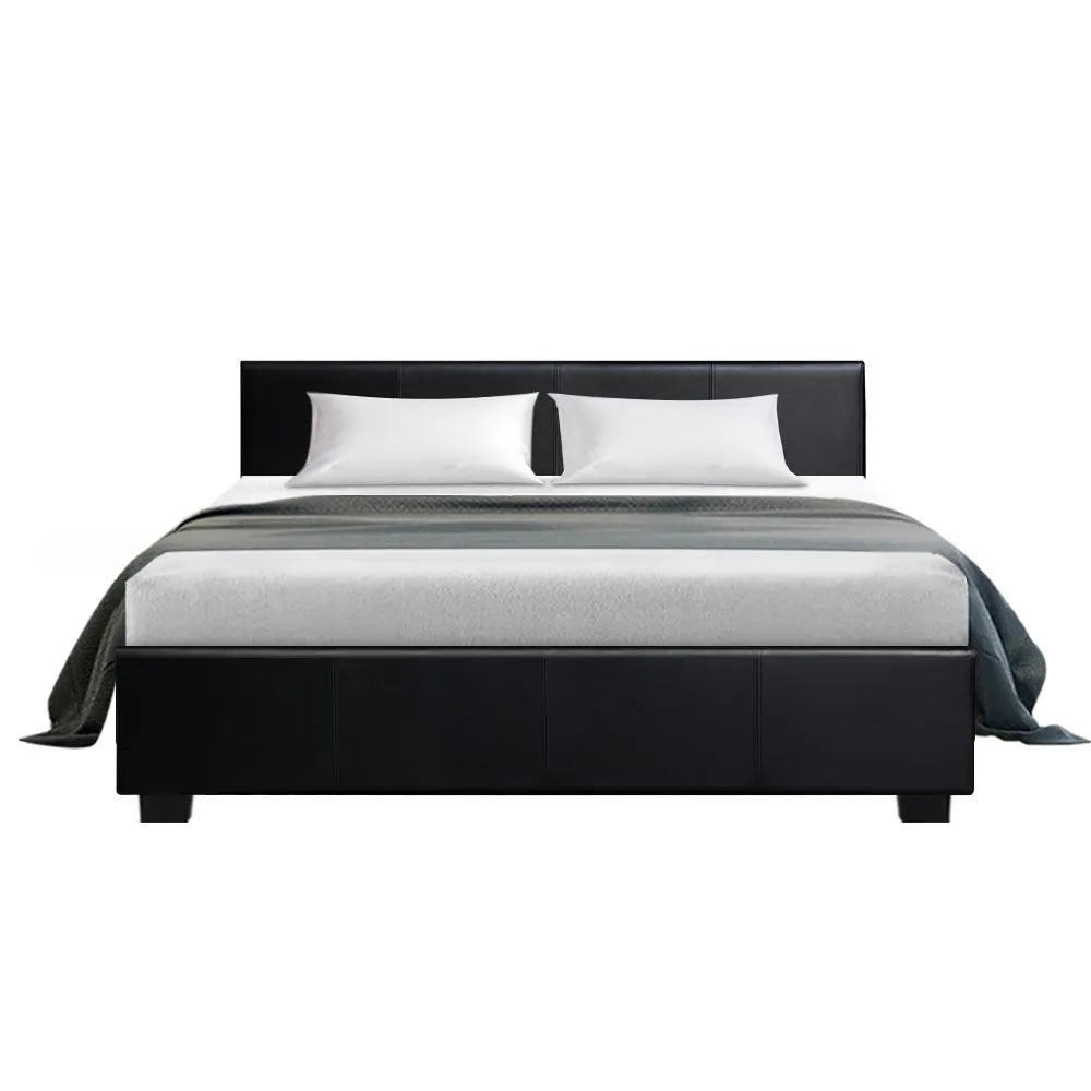 Artiss Bed Frame Queen Size Gas Lift Black NINO - Image 4
