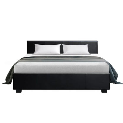 Artiss Bed Frame Queen Size Gas Lift Black NINO - Image 4