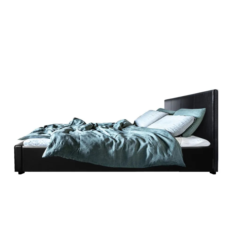 Artiss Bed Frame Queen Size Gas Lift Black NINO - Image 5