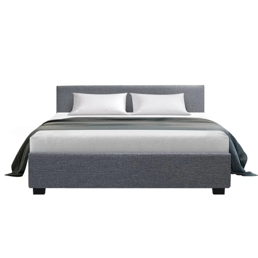 Artiss Bed Frame Queen Size Gas Lift Grey NINO - Image 2