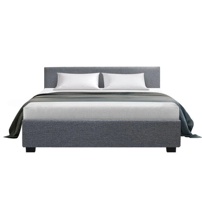 Artiss Bed Frame Queen Size Gas Lift Grey NINO - Image 2