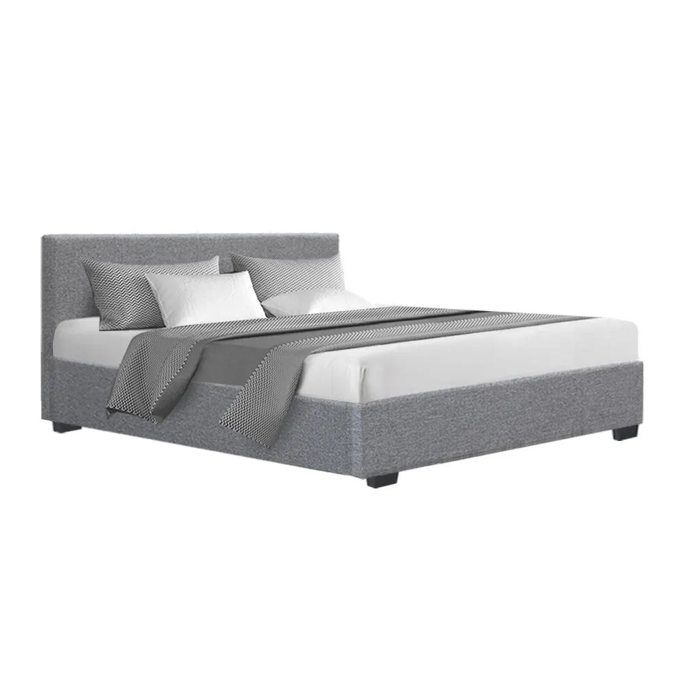 Artiss Bed Frame Queen Size Gas Lift Grey NINO - Image 3