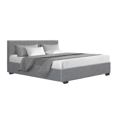 Artiss Bed Frame Queen Size Gas Lift Grey NINO - Image 3