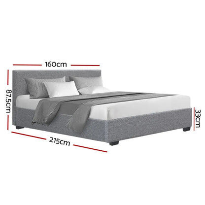 Artiss Bed Frame Queen Size Gas Lift Grey NINO - Image 4