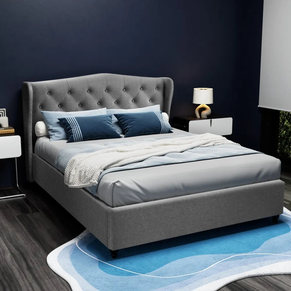 Artiss Bed Frame Double Size Grey PIER - Image 2