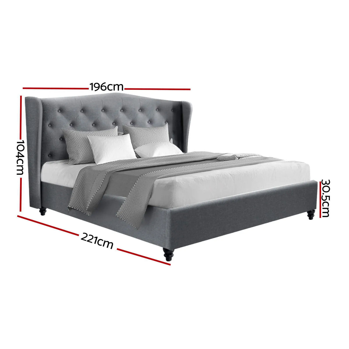 Artiss Bed Frame King Size Grey PIER - Image 3