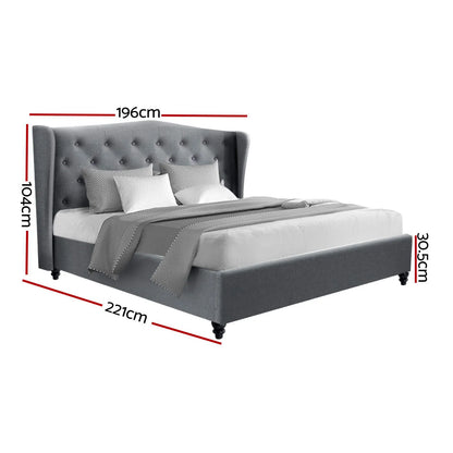 Artiss Bed Frame King Size Grey PIER - Image 3