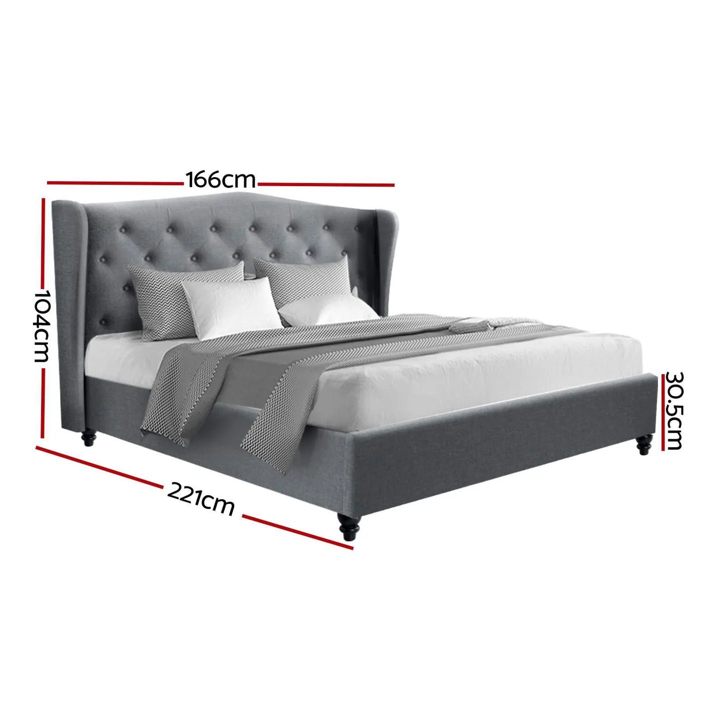 Artiss Bed Frame Queen Size Grey PIER - Image 3