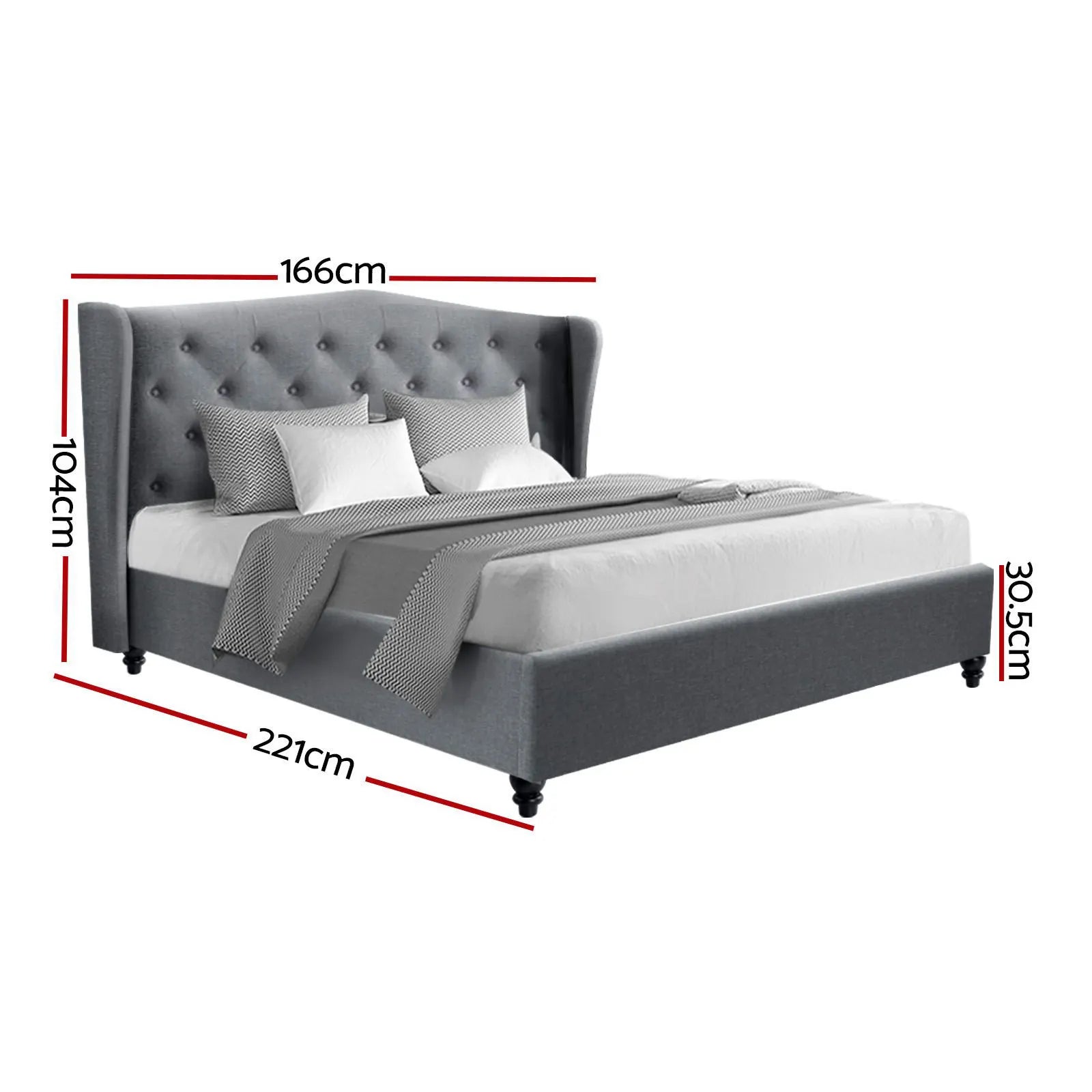 Artiss Bed Frame Queen Size Grey PIER - Image 3