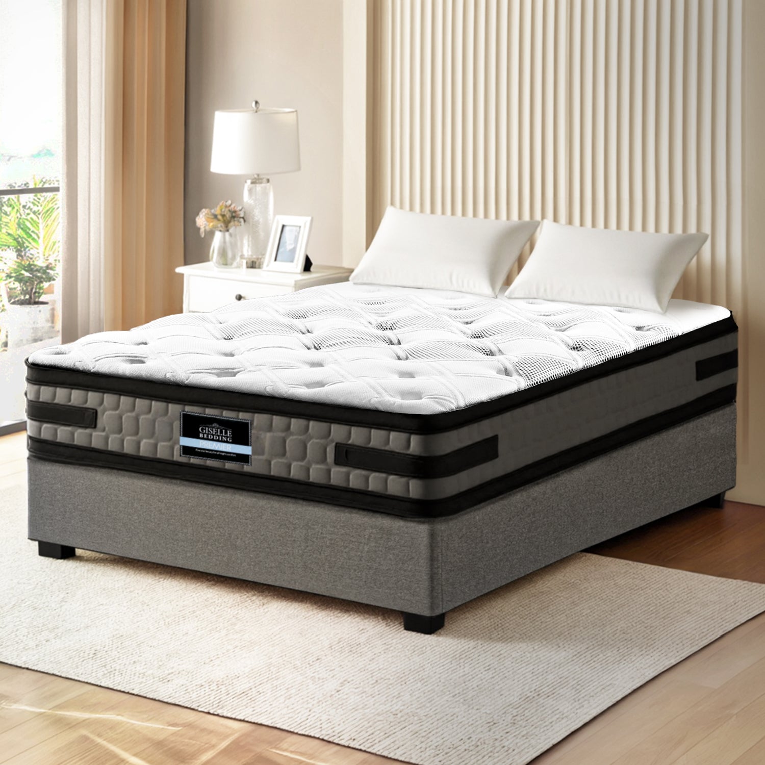 Artiss Bed Frame with 36cm Giselle Mattress Set King Single Gas Lift Base Grey - Image 7