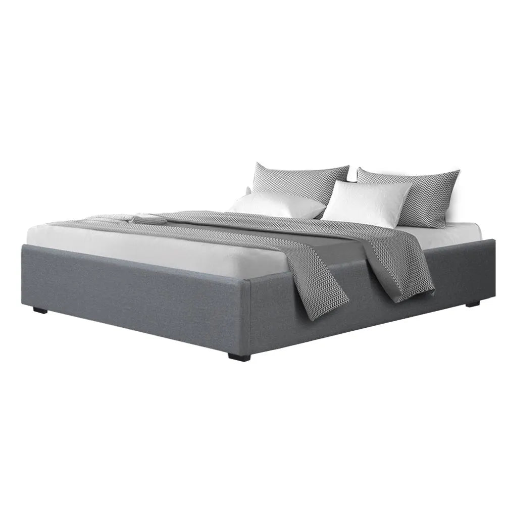 Artiss Bed Frame King Size Gas Lift Base Grey TOKI - Image 2
