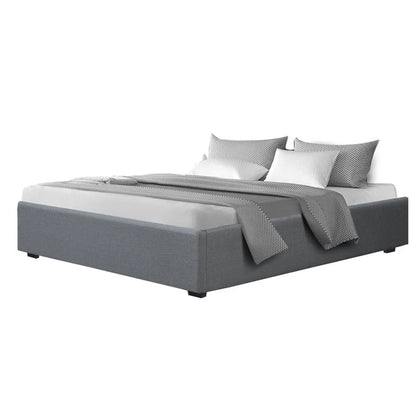 Artiss Bed Frame King Size Gas Lift Base Grey TOKI - Image 2