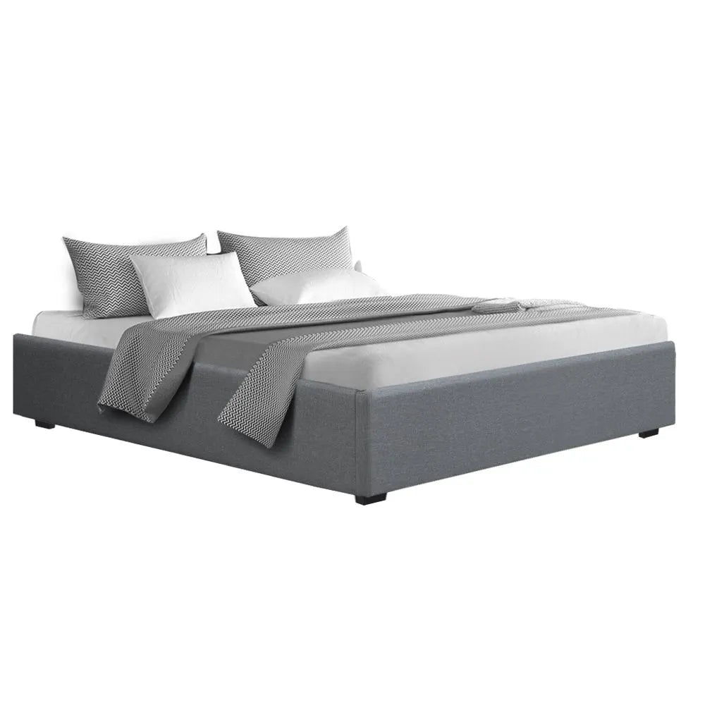 Artiss Bed Frame King Size Gas Lift Base Grey TOKI - Image 4