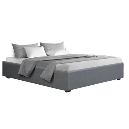 Artiss Bed Frame King Size Gas Lift Base Grey TOKI - Image 4
