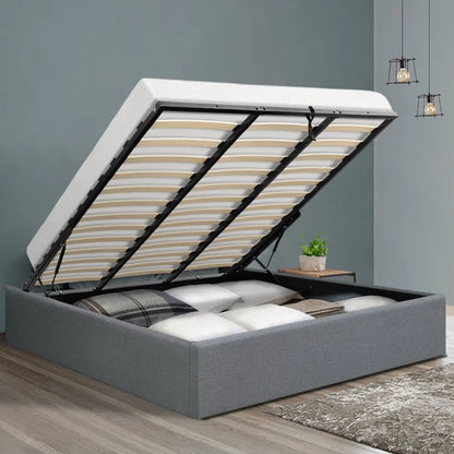Artiss Bed Frame King Size Gas Lift Base Grey TOKI - Image 8