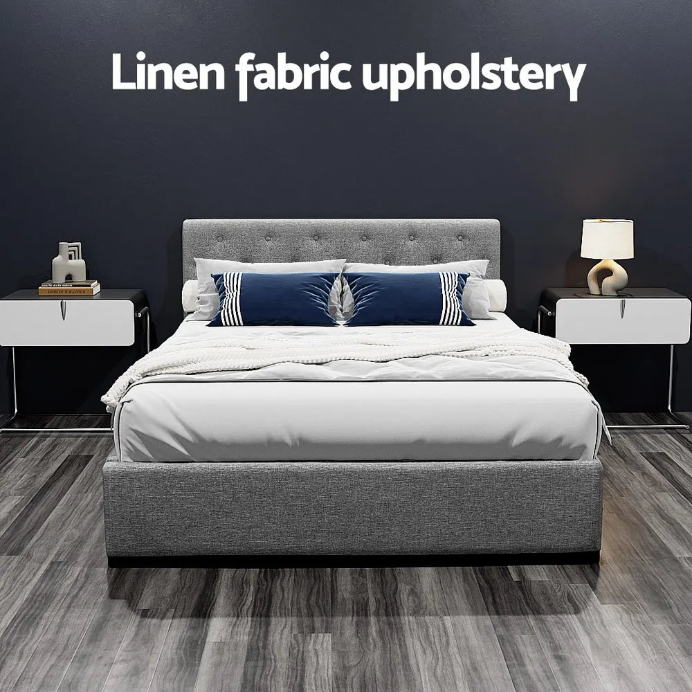Artiss Bed Frame Double Size Gas Lift Grey VILA - Image 5