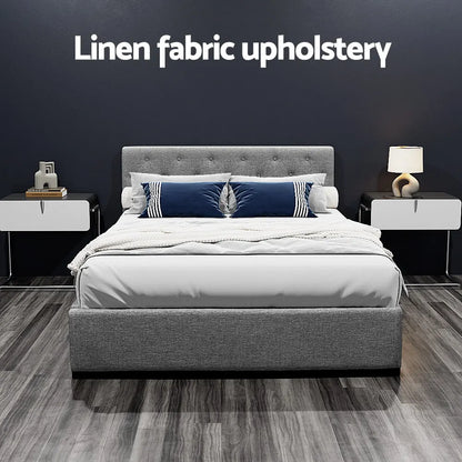 Artiss Bed Frame Double Size Gas Lift Grey VILA - Image 5