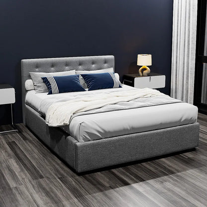 Artiss Bed Frame Double Size Gas Lift Grey VILA - Image 7
