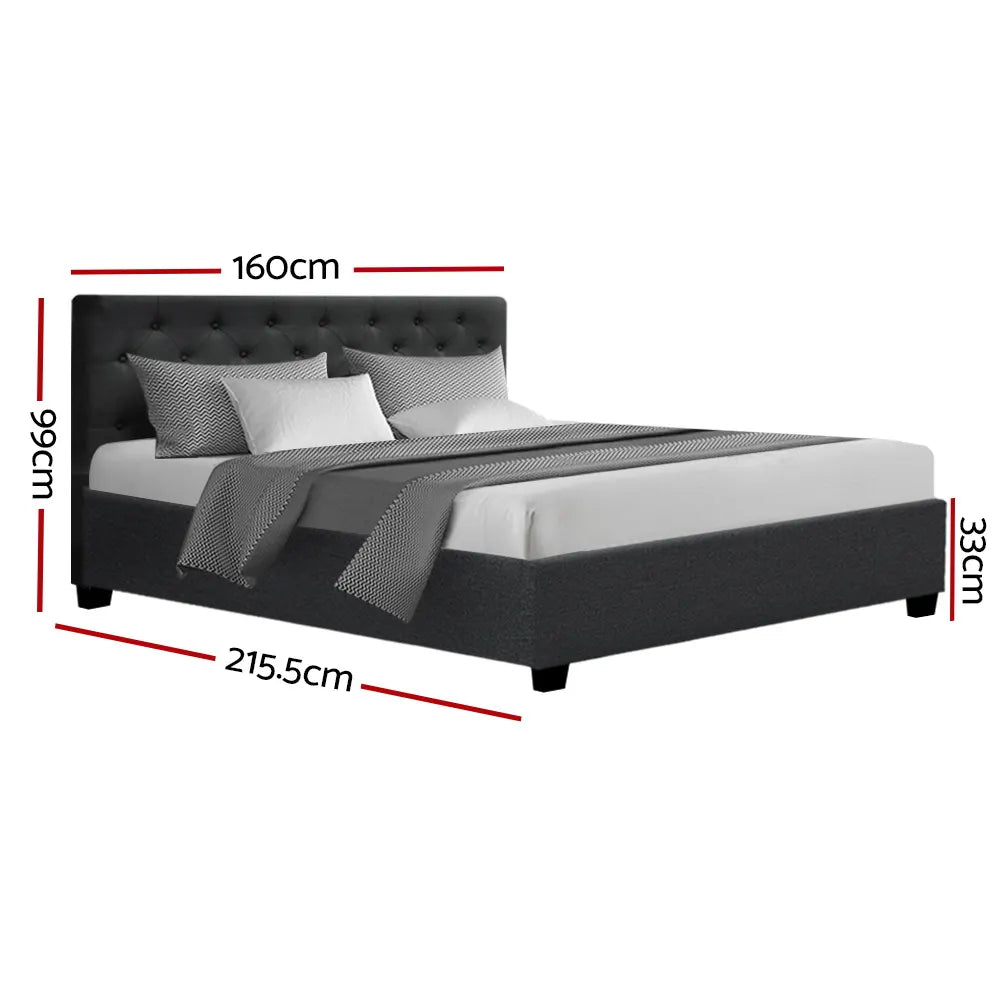 Artiss Bed Frame Queen Size Gas Lift Charcoal VILA - Image 2