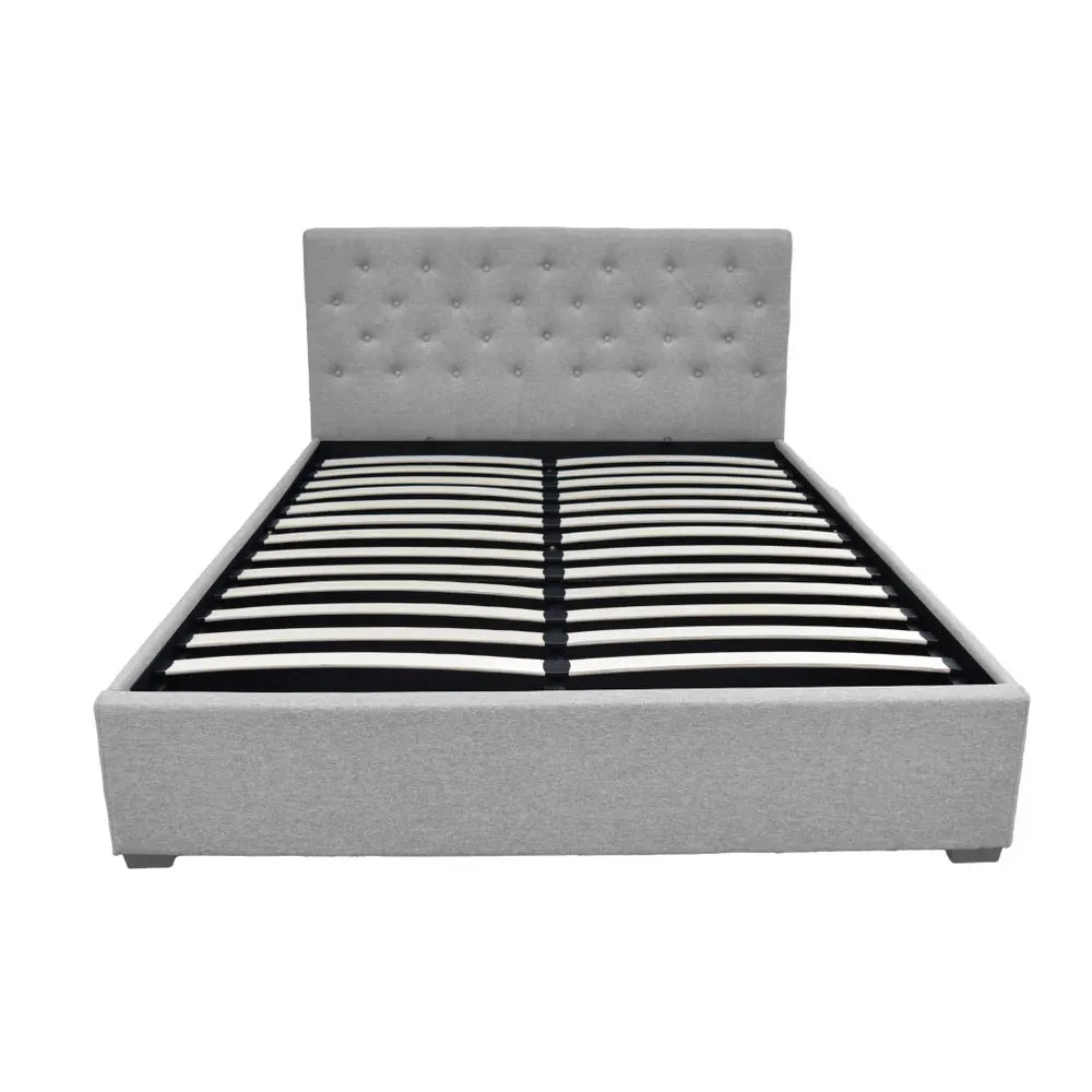 Artiss Bed Frame Queen Size Gas Lift Grey VILA - Image 3