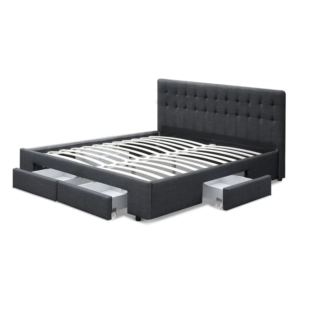 Artiss Bed Frame King Size with 4 Drawers Charcoal AVIO - Image 4
