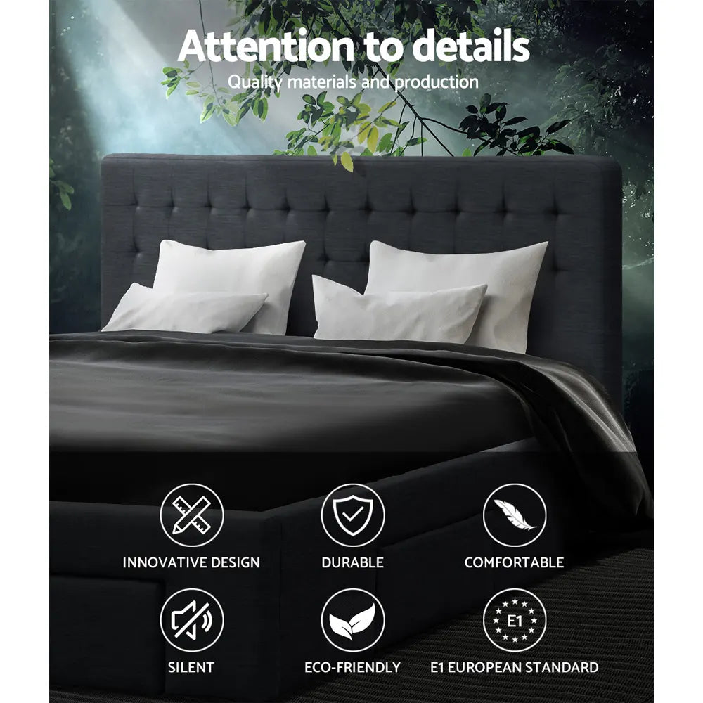 Artiss Bed Frame King Size with 4 Drawers Charcoal AVIO - Image 6