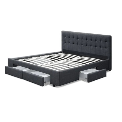 Artiss Bed Frame Queen Size with 4 Drawers Charcoal AVIO - Image 4