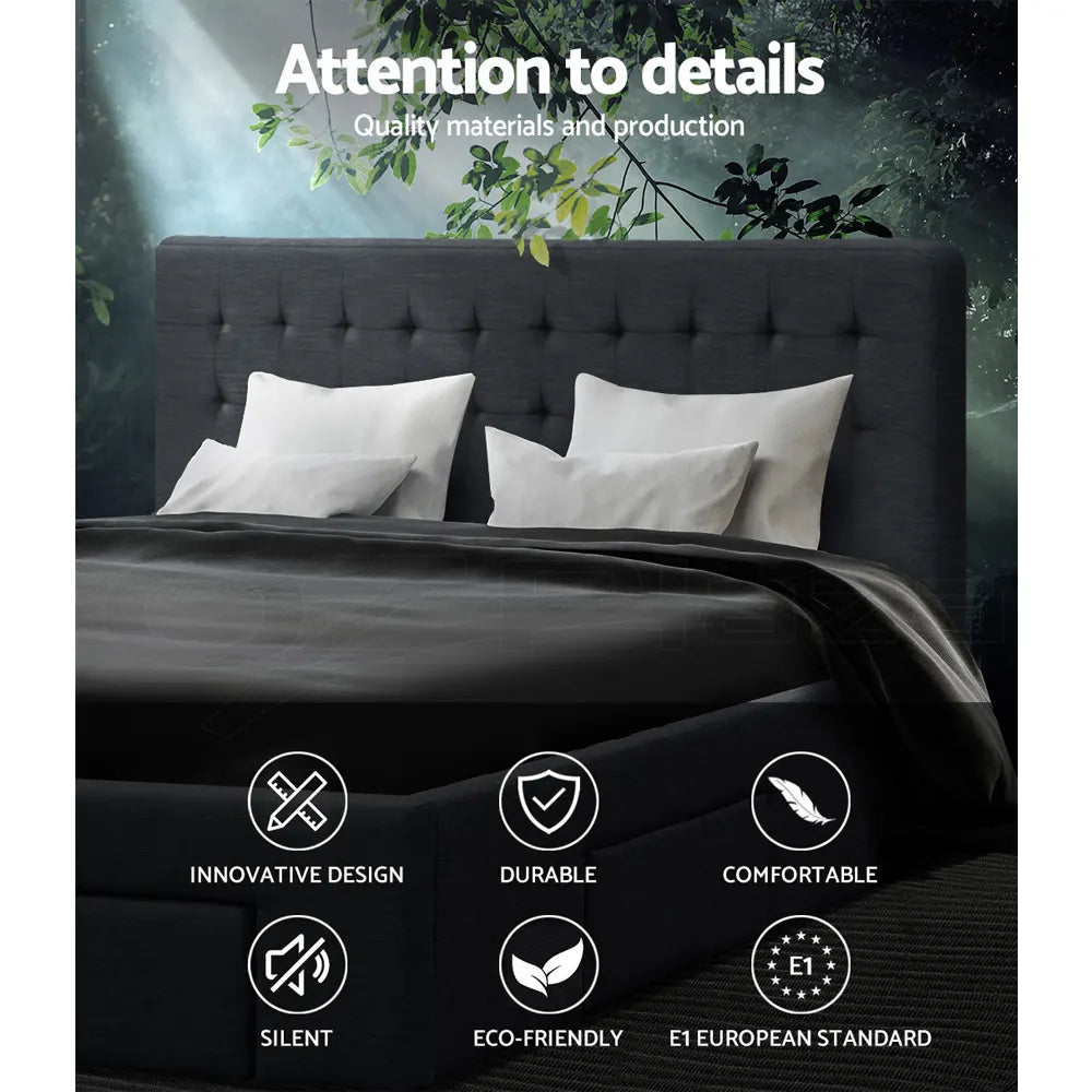 Artiss Bed Frame Queen Size with 4 Drawers Charcoal AVIO - Image 6