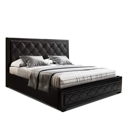 Artiss Bed Frame Queen Size Gas Lift Black TIYO - Image 8