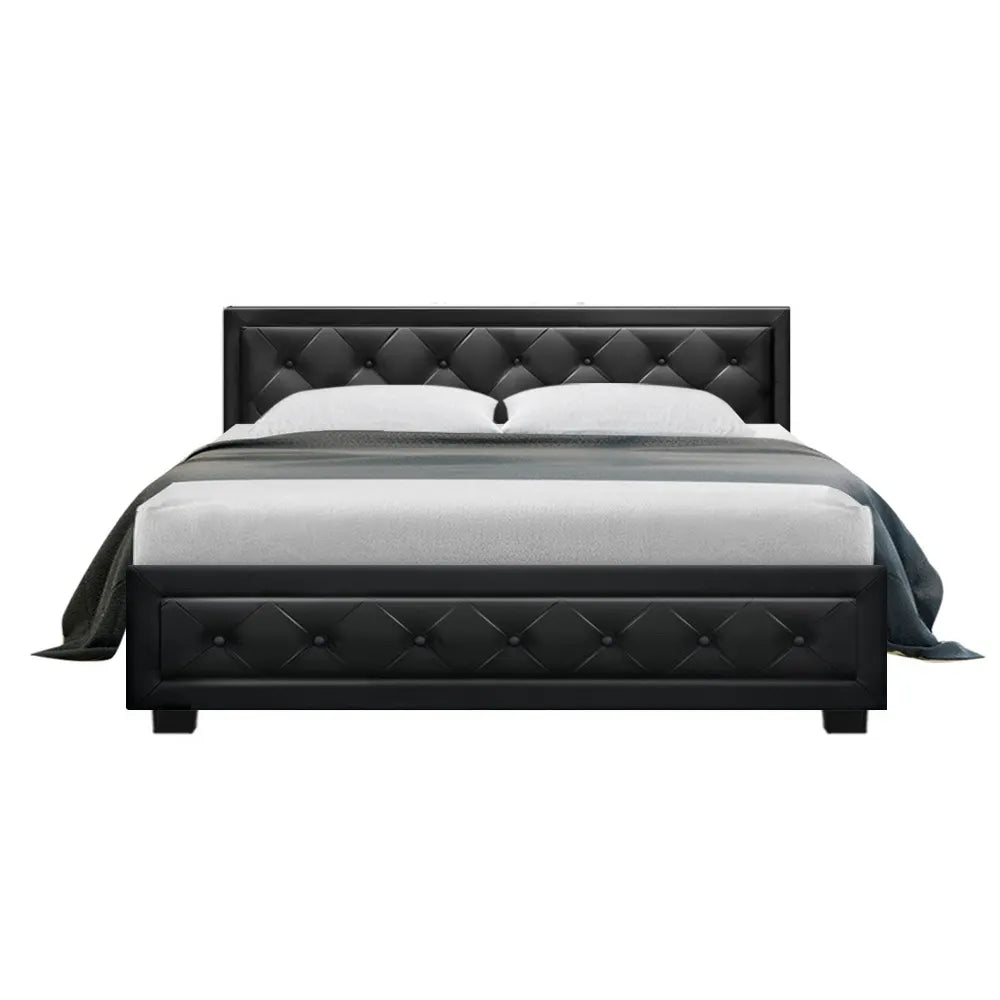 Artiss Bed Frame Queen Size Gas Lift Black TIYO - Image 3