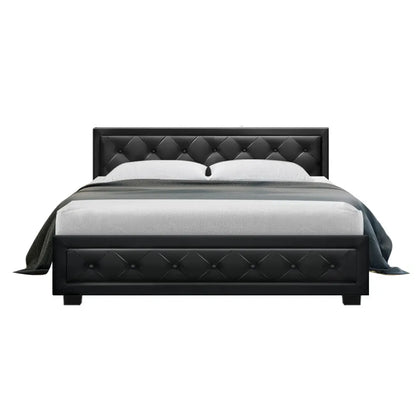 Artiss Bed Frame Queen Size Gas Lift Black TIYO - Image 3