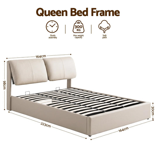 Artiss Queen Bed Frame Gas Lift Storage 3 Drawers Adjustable Headboard Platform Base - Image 2