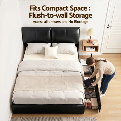 Artiss Queen Bed Frame Gas Lift Storage 3 Drawers Adjustable Headboard Platform Bed Black - Image 7
