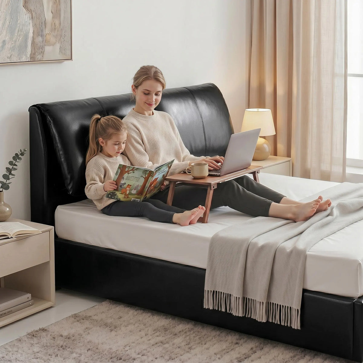 Artiss Queen Bed Frame Gas Lift Storage 3 Drawers Adjustable Headboard Platform Bed Black - Image 9