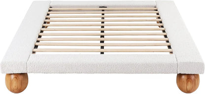 Artiss Queen Bed Frame and 2 Chest of Drawers Set, Boucle Upholstery Platform Bed - Image 5