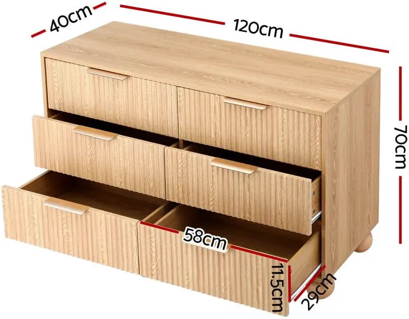 Artiss Boucle Queen Bed Frame and Chest of 6 Drawers Bedroom Set - Image 4