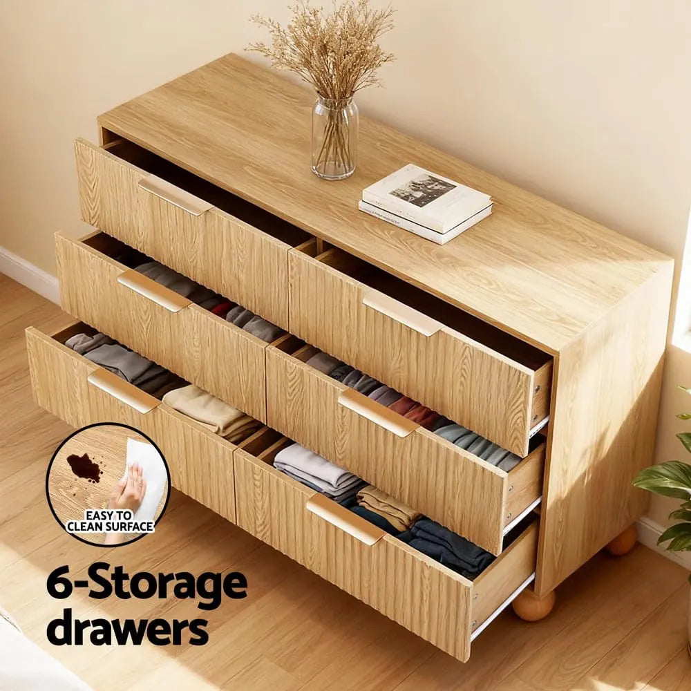 Artiss Boucle Queen Bed Frame and Chest of 6 Drawers Bedroom Set - Image 7